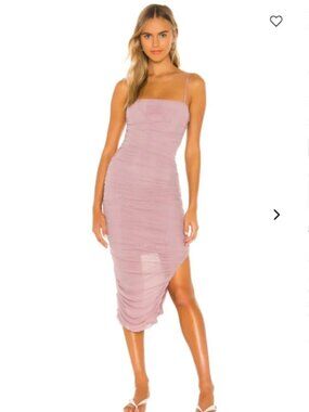 SNDYS Simone Ruched Bodycon Midi Dress in Mauve Purple